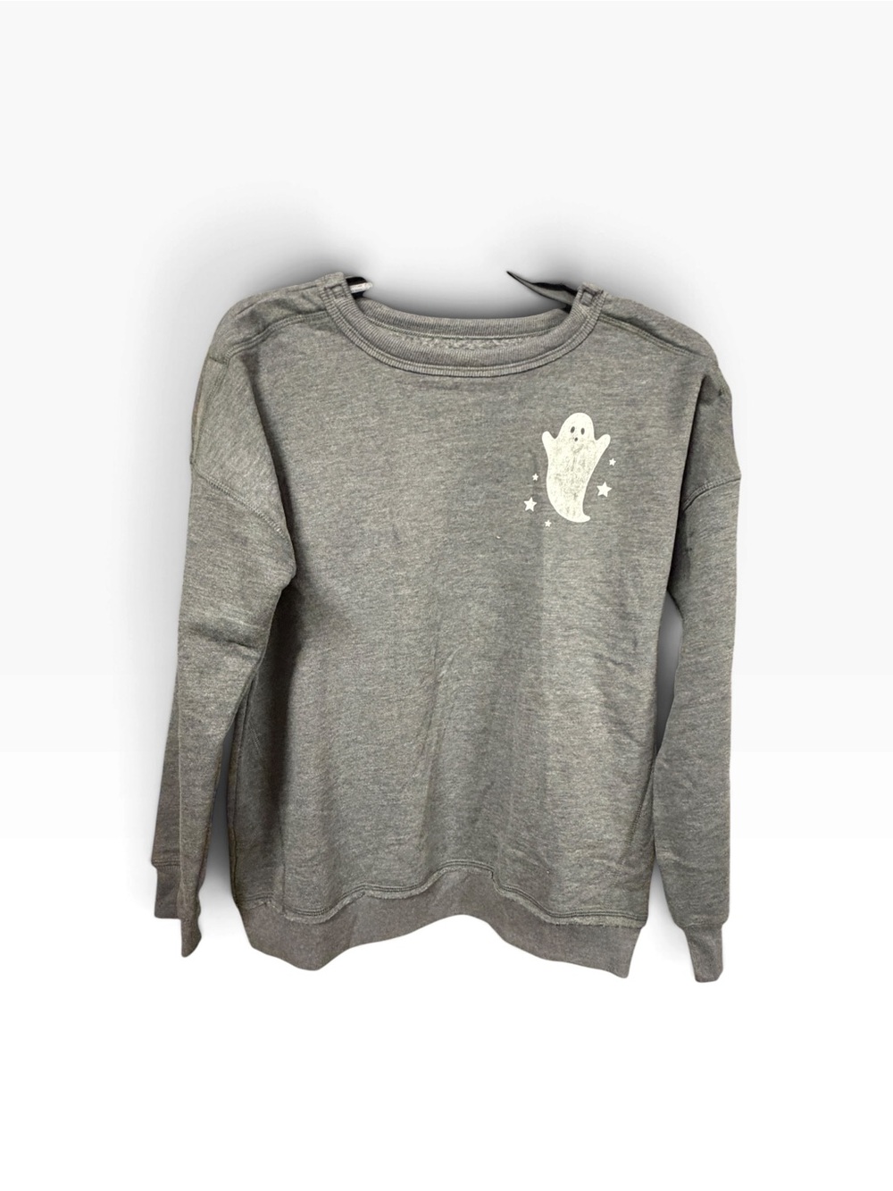 Girls Large 10/12 Adaptive Halloween Ghost Sweatshirt Easy Dressing Gray New